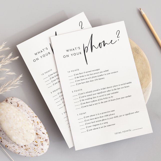 Minimalist What's On Your Phone Bridal Shower Game (Creator Uploaded)