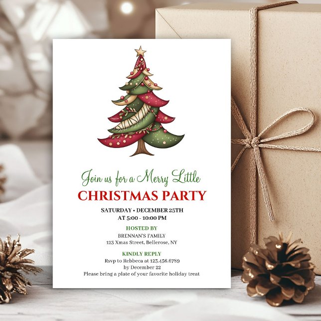 Minimalist whimsical Christmas tree holiday invite (Minimalist whimsical Christmas tree holiday invite)