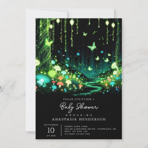 Minimalist Whimsical Enchanted Forest Baby Shower Invitation
