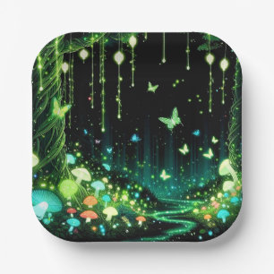 Minimalist Whimsical Enchanted Forest Baby Shower Paper Plates