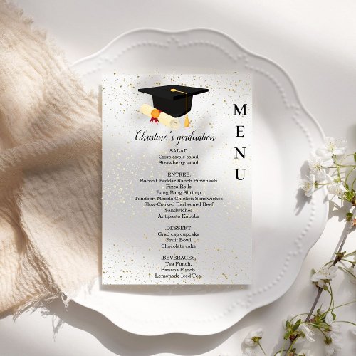 Minimalist Whimsical Graduation party dinner menu Invitation