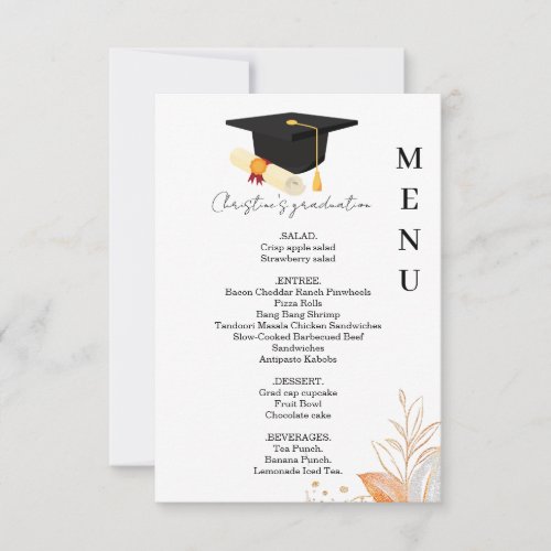 Minimalist Whimsical Graduation party dinner menu Invitation