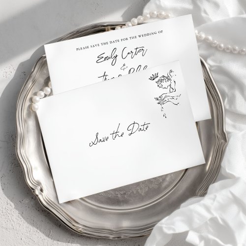 Minimalist Whimsical Hand Drawn Save the Date Card