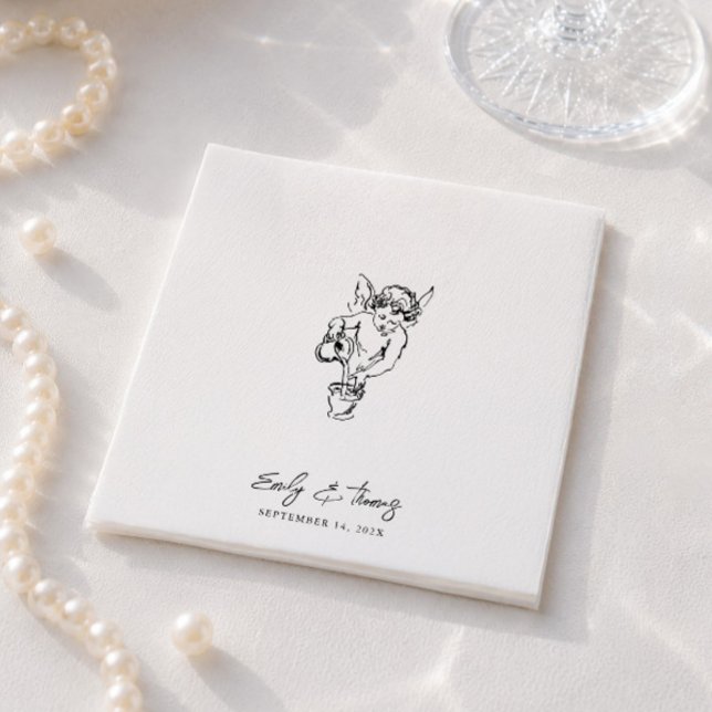 Minimalist Whimsical Ink Hand Drawn Wedding Napkins (Minimalist Whimsical Ink Hand Drawn Wedding Napkins)