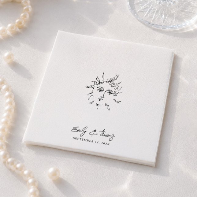 Minimalist Whimsical Ink Hand Drawn Wedding Napkins (Minimalist Whimsical Ink Hand Drawn Wedding Napkins)