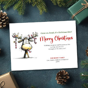 Minimalist Whimsical Reindeer Greeting Card