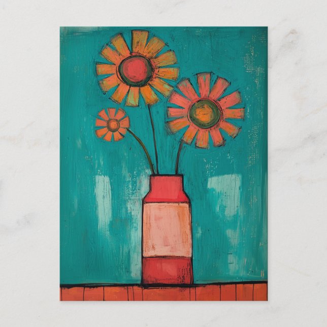 Minimalist Whimsy Flowers No.085 Postcard (Front)