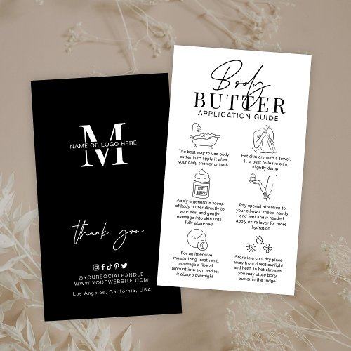 Minimalist Whipped Body Butter Application Guide Business Card
