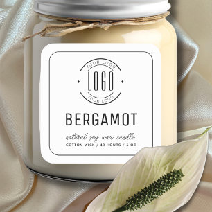 Minimalist white add your logo candle label
