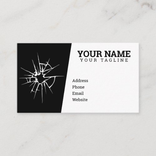 Minimalist White and Black Auto Glass Replacement Business Card