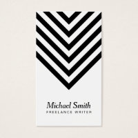 Minimalist White and Black Chevron Social Media Business Card