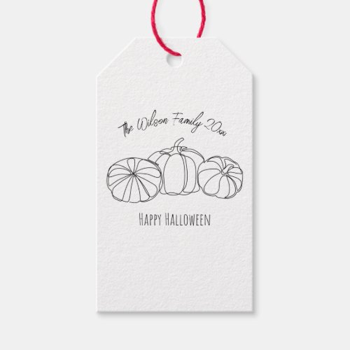 Minimalist White And Black Halloween Pumpkin Gift Tags