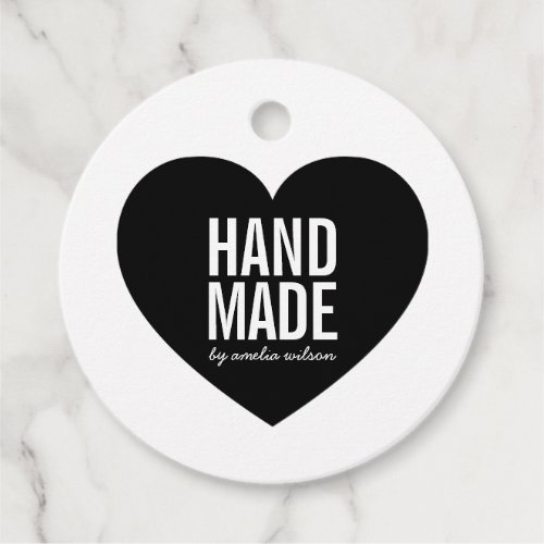 Minimalist White and Black Handmade Heart Tag