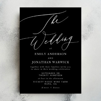 Minimalist White and Black Simple Wedding Invitation