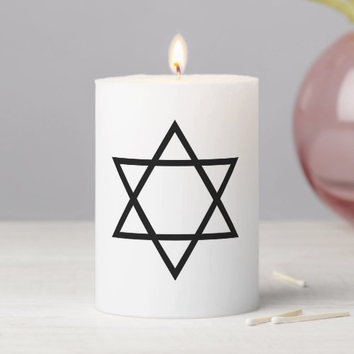 Minimalist white and black Star of David Hanukkah  Pillar Candle