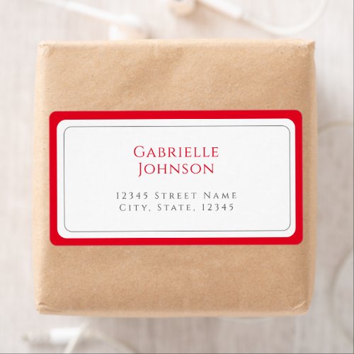 Minimalist White and Cherry Red Return Address  Label