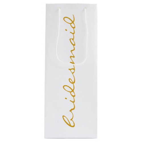 Minimalist White and Gold Bridesmaid   Wine Gift Bag