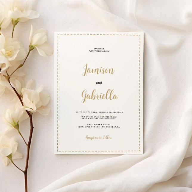 Minimalist  white and gold calligraphy Wedding  Invitation (Minimalist white and gold calligraphy Wedding)