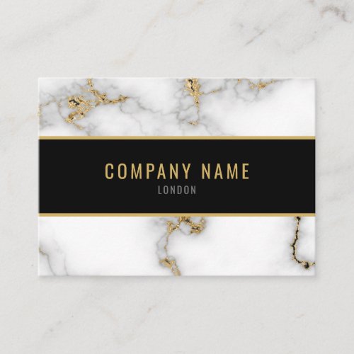 Minimalist White and Gold Marble Business Card