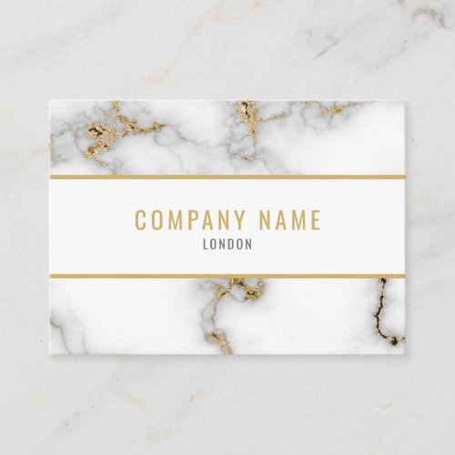 Minimalist White and Gold Marble Business Card
