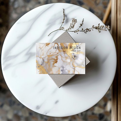 Minimalist white and Gold Marble Business Card