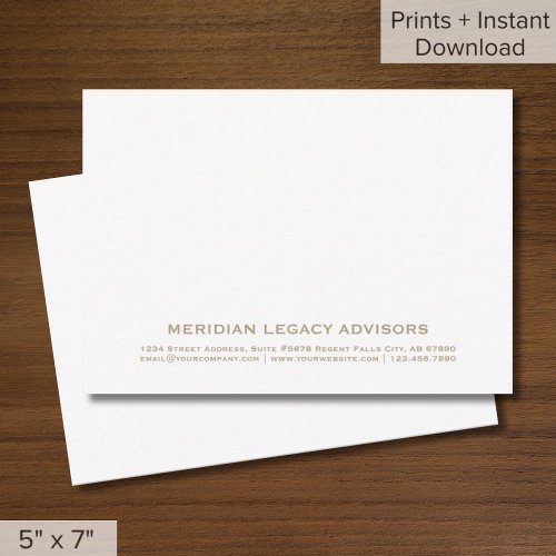 Minimalist White and Gold Typographic Note Card
