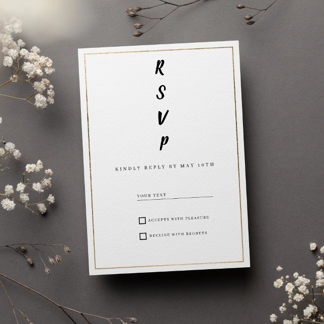 Minimalist white and gold typography RSVP Invitation (Minimalist white and gold typography RSVP)