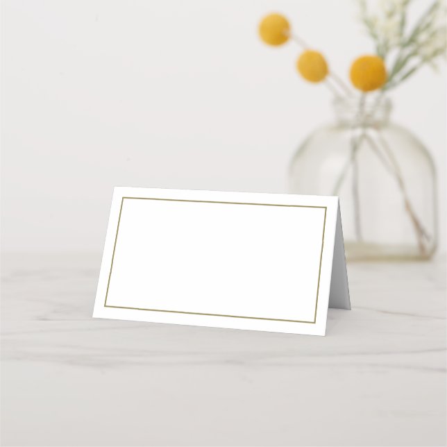 Minimalist White and Gold Wedding Place Card  (Front)