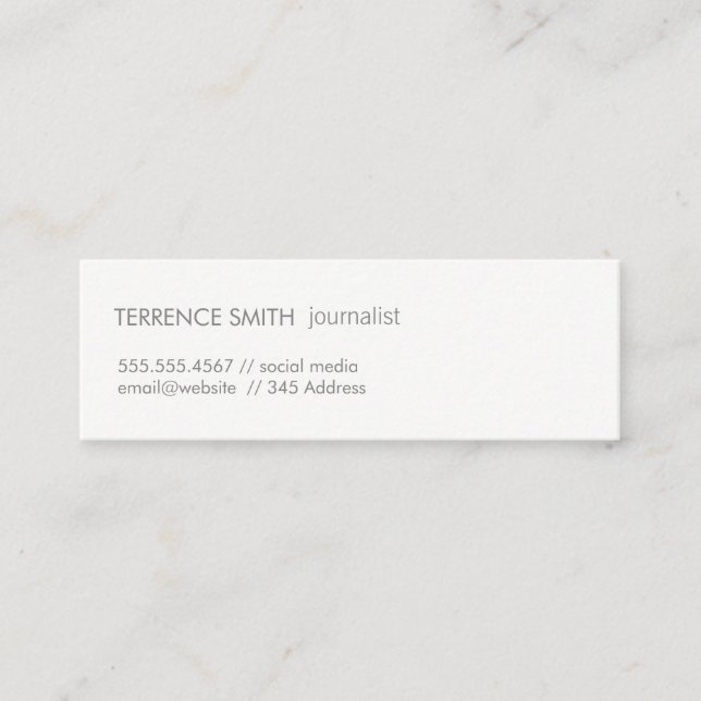 Minimalist White and Gray / Corporate Mini Business Card (Front)