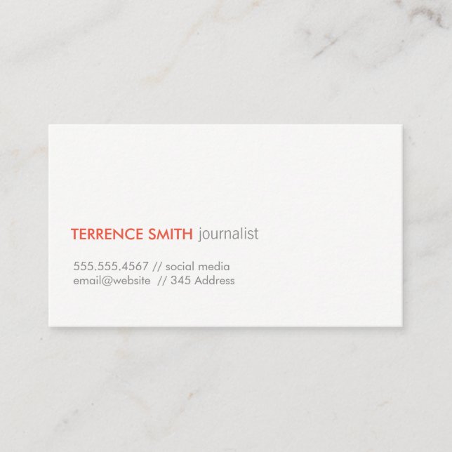 Minimalist White and Gray / Corporate (Red) Business Card (Front)