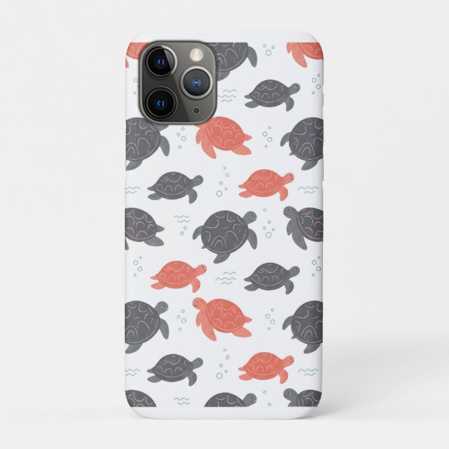 Minimalist White and Gray Sea Turtle Pattern Case-Mate iPhone Case (Back)