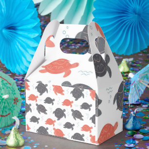Minimalist White and Gray Sea Turtle Pattern Favor Boxes