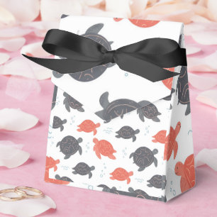Minimalist White and Gray Sea Turtle Pattern Favor Boxes