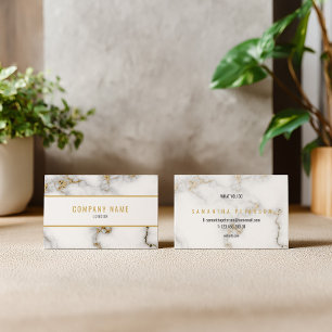 Minimalist White and luxury Gold Marble Business Card