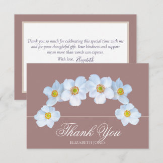 Minimalist White Anemone Bridal Shower Thank You Card