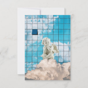 Minimalist White Angel Heaven Modern Urban Look Invitation