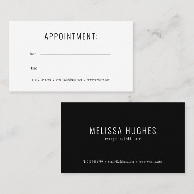Minimalist White Appointment Reminder Card (Front/Back)