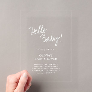 Minimalist White Arch Hello Baby Baby Shower Acrylic Invitations