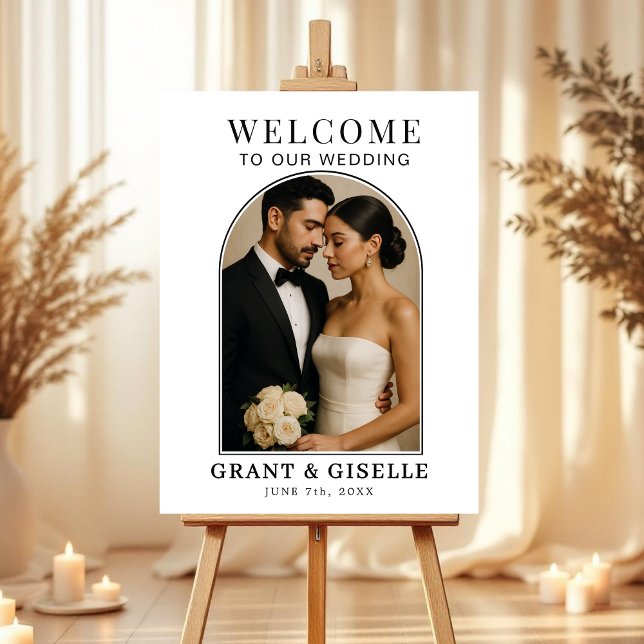 Minimalist White Arch Photo Wedding Welcome Sign  (Creator Uploaded)