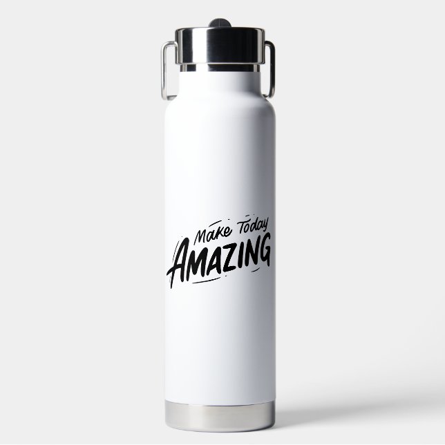 Minimalist White Background Graffiti Motivation Water Bottle (Front)