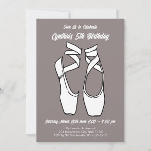 Minimalist White Ballet Birthday Party Invitation
