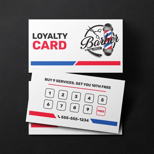 Minimalist White Barbershop Salon Dairdresser Loyalty Card