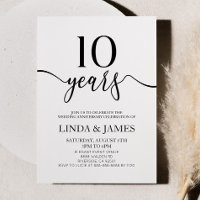 Minimalist White Black 10th Wedding Anniversary