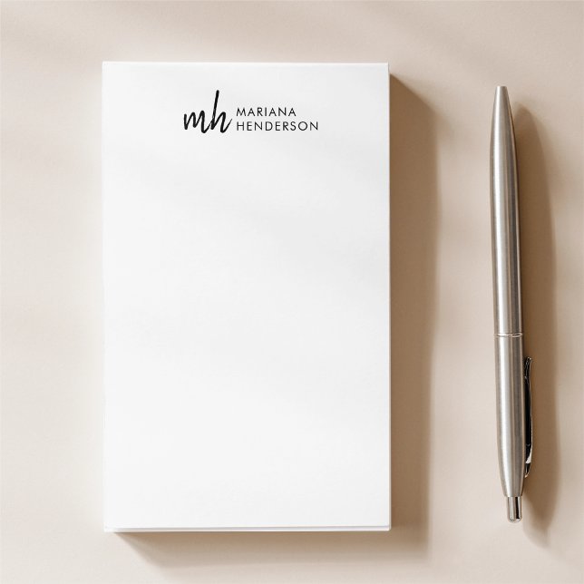 Minimalist White & Black Classic Initial Monogram Post-it Notes (Creator Uploaded)