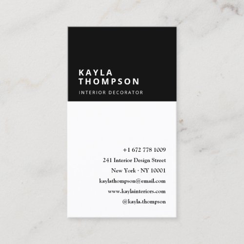 Minimalist white black colorblock flowers pattern business card