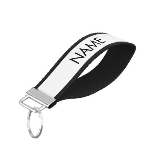 Minimalist white black custom name text monogram wrist keychain