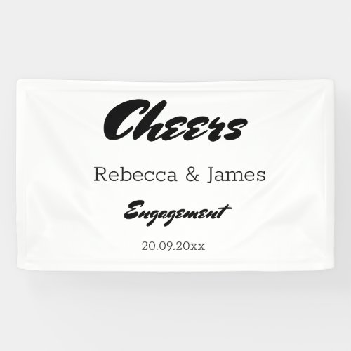 Minimalist White  Black Engagement Party Cheers  Banner