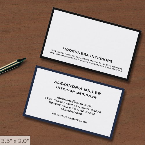 Minimalist White Black Frame Business Card
