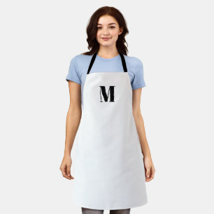 Minimalist white black modern monogram initial apron