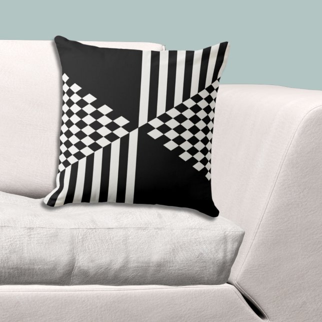 Minimalist White & Black Stripes Diamond Throw Pillow (Minimalist White & Black Stripes Diamond Throw Pillow)